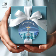 Roi d'échecs métallisé diamant Fête des Pères Bleu