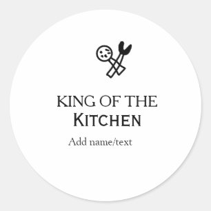 Sticker Rond Roi du chef de cuisine ajouter nom couronne ha