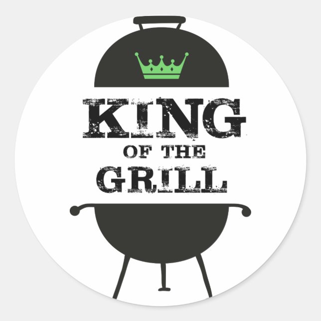 Sticker Rond Roi Du Grill, Couronne Verte Noire (Devant)
