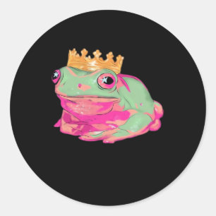 Sticker Rond Roi Grenouille Funky Mème Style Classique