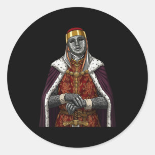 Sticker Rond Roi Masque d'Argent Baldwin Iv Masque Doré Médiéva