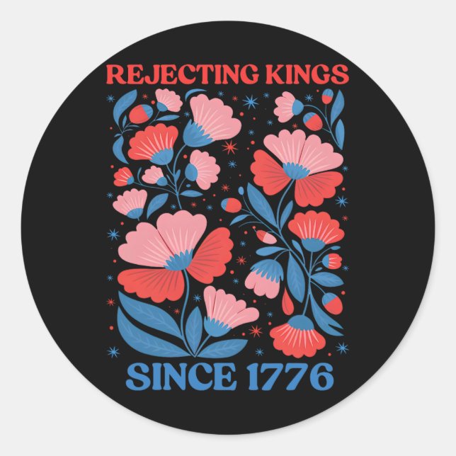 Sticker Rond Rois Refusant Rétro Depuis 1776 Femmes Floral Boho (Devant)