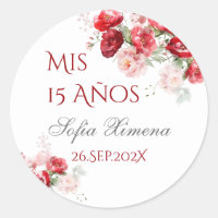 Rojo floral Quinceañera
