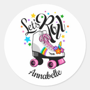 Sticker Rond Roll Unicorn Roller patinage fille