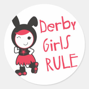 Sticker Rond Roller Derby - Derby Girls Rule