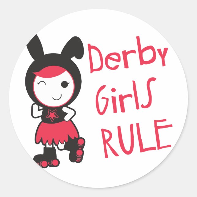 Sticker Rond Roller Derby - Derby Girls Rule (Devant)
