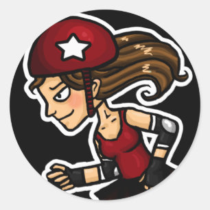 Sticker Rond Roller Derby Jammer rouge