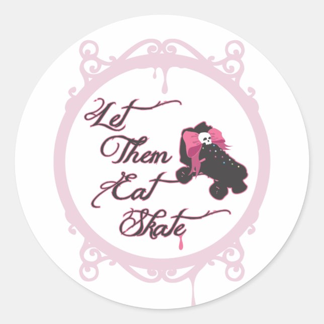 Sticker Rond Roller Derby - Laissez-Les Manger Du Patinage (Devant)