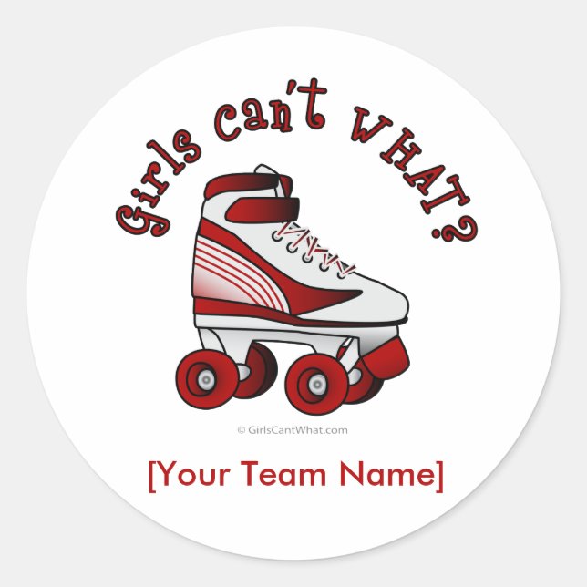 Sticker Rond Roller Derby Patinage - Rouge (Devant)