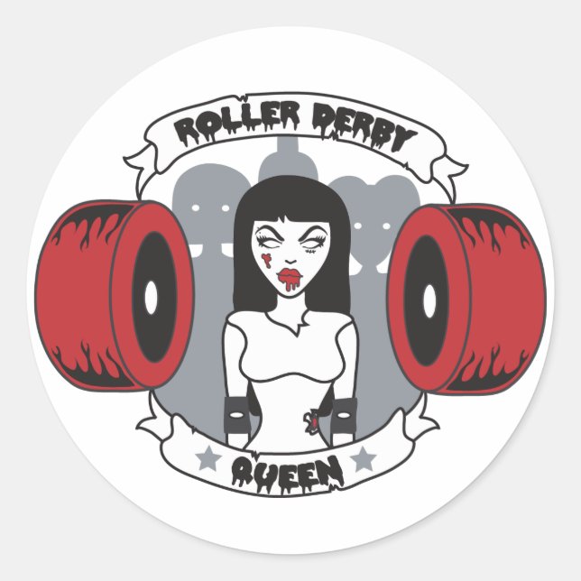 Sticker Rond Roller Derby Queen (Devant)