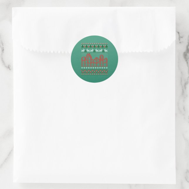 Sticker Rond Roller Dessous de verre Scène laide Sweater de Noë (Sac)