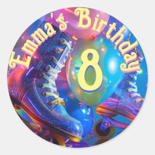 Sticker Rond Roller Skate fête d'anniversaire