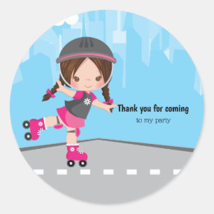 Sticker Rond Roller skate girl
