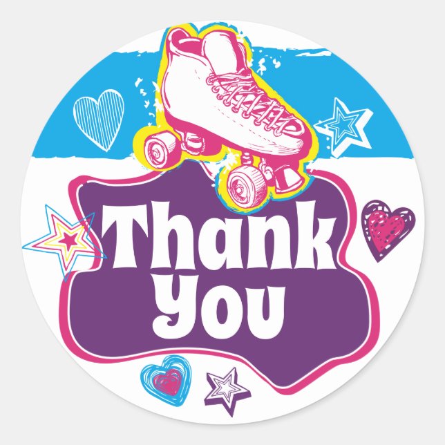 Sticker Rond Roller Skate Merci Patinage Roller Roller Roller R (Devant)