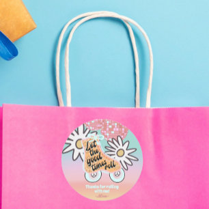 Sticker Rond Roller Skating Girls Anniversaire