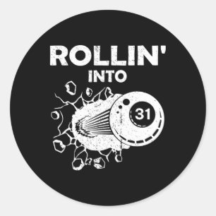 Sticker Rond Rollin En 31 Billiards 31E Anniversaire Flaming Bi