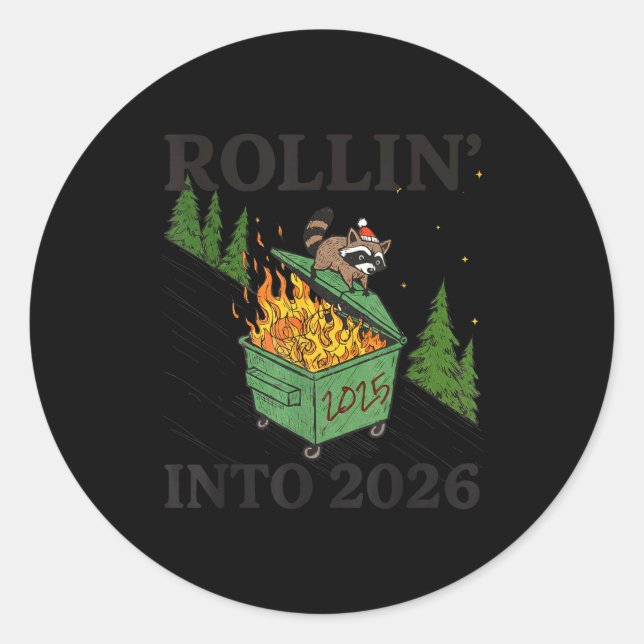 Sticker Rond Rollin' Into 2026 For Women Boys Men Kids Happy Ne (Devant)
