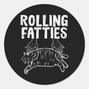 Sticker Rond Rolling Fatties Chat Funny Fat Kitten Hommes Femme