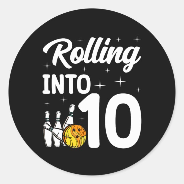 Sticker Rond Rolling In 10 Bowling 10e anniversaire (Devant)