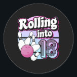 Sticker Rond Rolling In 18 Bowling 18th Birthday<br><div class="desc">Rolling In 18 Bowling 18th Birthday</div>