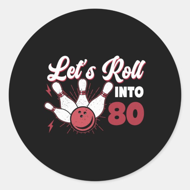 Sticker Rond Rolling In 80 Bowling 80e anniversaire 1 (Devant)