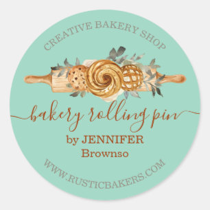 Sticker Rond Rolling Pin Boulangerie Cookies Presse élégant ver