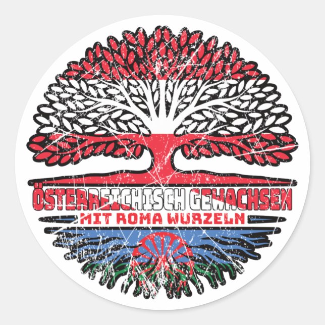 Sticker Rond Roma Romani Österreichisch Österreich Baum Wurzel (Devant)
