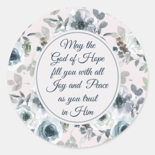 Sticker Rond Romains 15:13 Dieu de l'Espoir, Floral