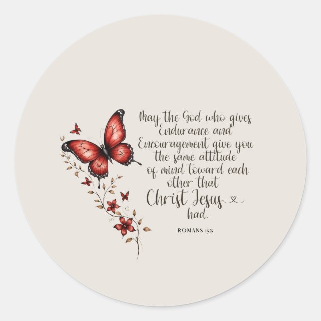 Sticker Rond Romains 15:5 Image de verset biblique (Devant)