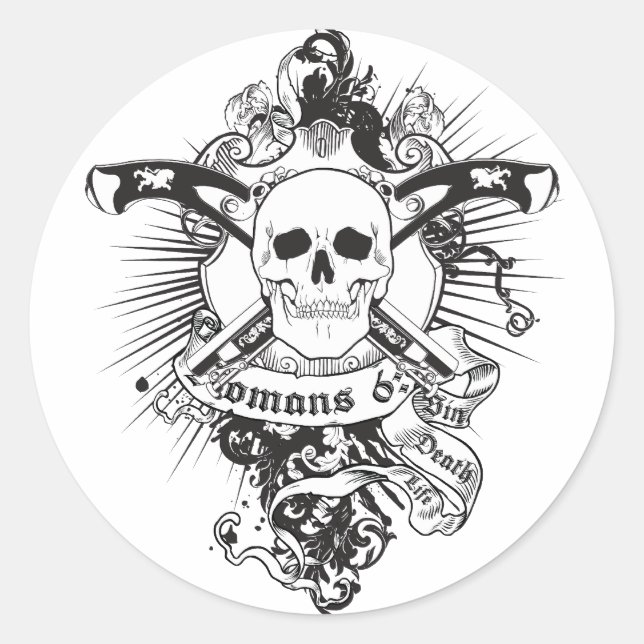 Sticker Rond Romains 6:23 01 (Devant)