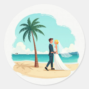 Sticker Rond Romance au bord de l'océan