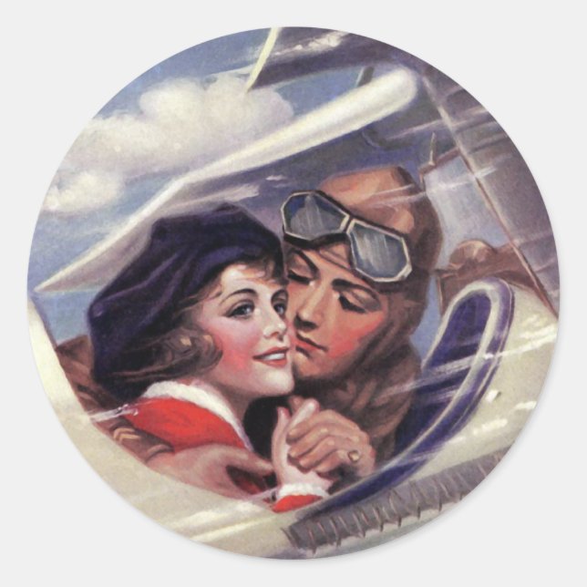 Sticker Rond Romance dans le ciel (Devant)