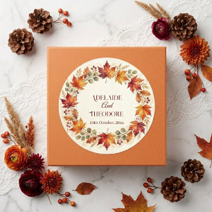 Sticker Rond Romance d'Automne Bonheur d'Automne   Mariage Ivoi