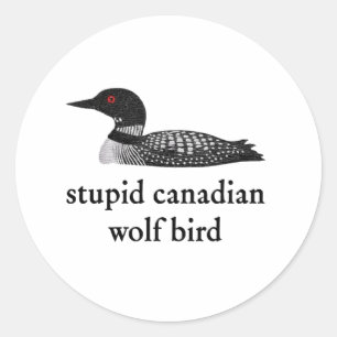 Sticker Rond Romance de hockey stupide sur les oiseaux loups ca