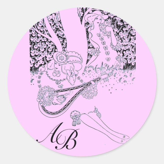 STICKER ROND ROMANCE /ROMANTIQUES AMATEURS NOIR LILAC MONOGRAM (Devant)