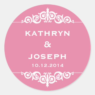 Sticker Rond Romance rose Victorian élégant mariage faveur