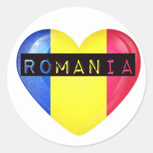 Sticker Rond Romania Heart