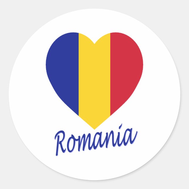 Sticker Rond Romania Heart (Devant)