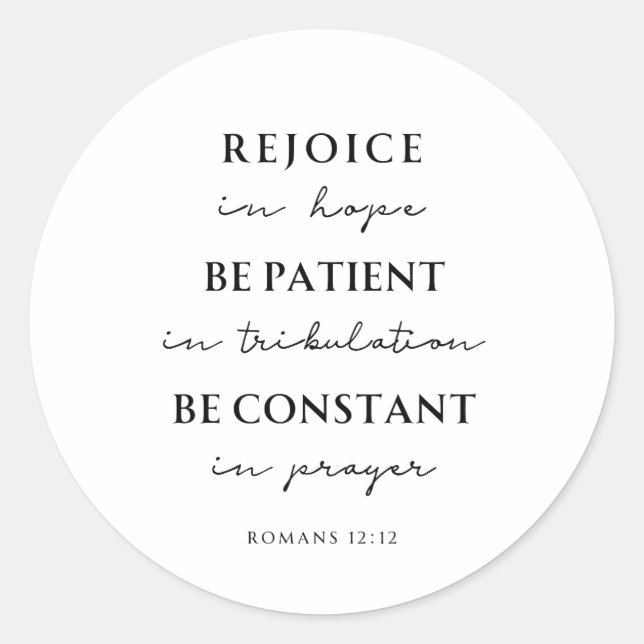 Sticker Rond Romans 12:12 Bible Verse (Devant)