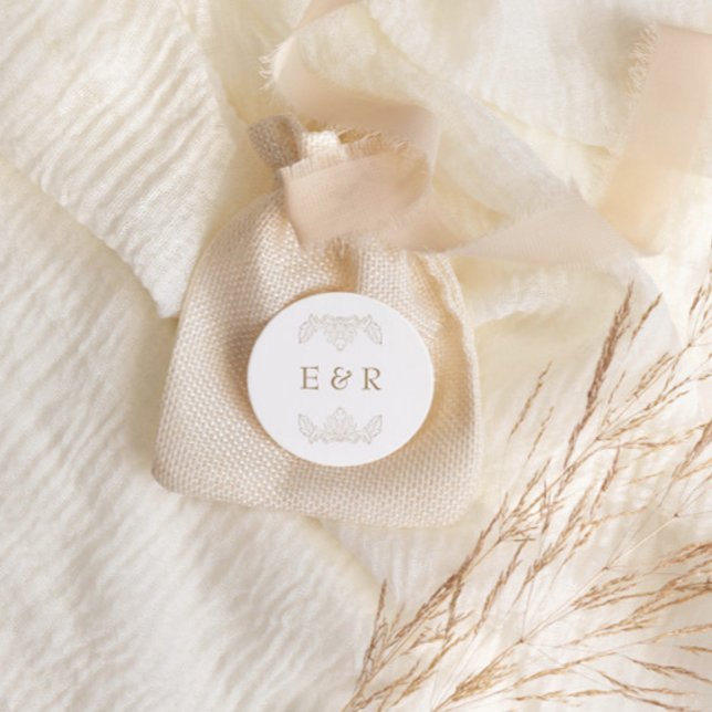 Sticker Rond Romantic Baroque Ornate Frame Wedding (Créateur téléchargé)