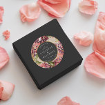 Sticker Rond Romantic Bouquet Hot Pink Black Wedding<br><div class="desc">Perfect for favors or welcome kits.
Hand painted watercolor floral collage with original artwork and faux gold accents. All of the text is editable.</div>
