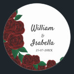 Sticker Rond Romantic Fall mariage extérieur belle roses rouges<br><div class="desc">Les roses rouges délicates mais frappantes donnent vie à votre espace, créant une atmosphère accueillante et enchanteresse. Que vous soyez décoré pour un mariage de grange rustique ou simplement embrassant la splendeur de la saison d'automne, cet autocollant fera monter votre espace avec une touche romantique et intemporelle. Parfait pour les...</div>