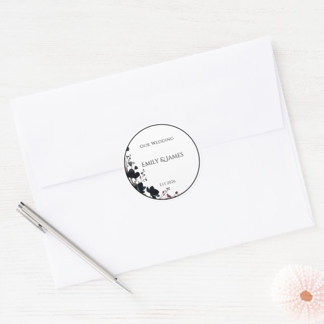 Sticker Rond Romantic Floral Wedding Soft Elegant (Enveloppe)