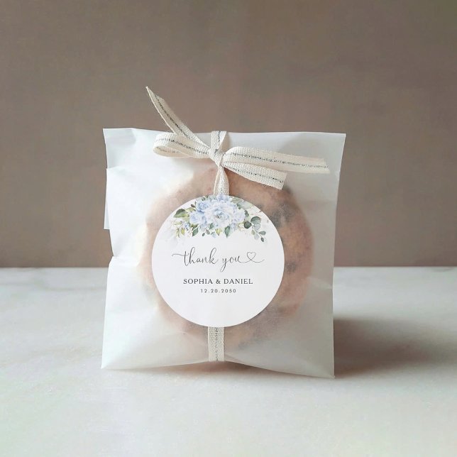 Sticker Rond  Romantic Light Blue Floral Wedding  (Créateur téléchargé)