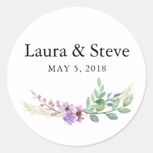 Sticker Rond Romantic Wedding Flower Wedding Design