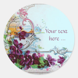 Sticker Rond ROMANTICA /ÉLÉGANT FLORAL /PENSÉES,PERCE-NEIGE Sar