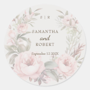 Sticker Rond Romantique Dusty rose Faded FlorRose