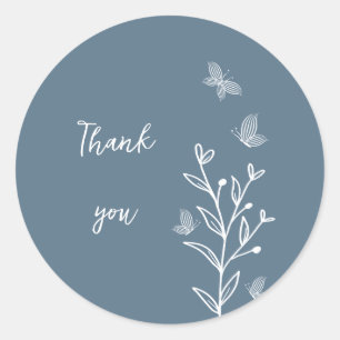 Sticker Rond Romantique élégant bleu foncé mariage