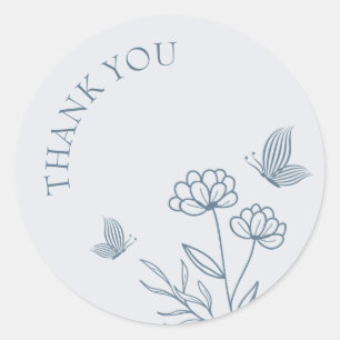 Sticker Rond Romantique élégant bleu foncé mariage