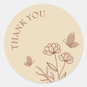 Sticker Rond Romantique élégant mariage à fleurs en terre cuite